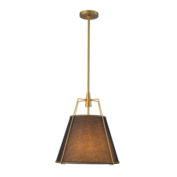 Chandelierias - Modern 4 - Light Fabric Conical Shade Pendant - Pendant - Black Shade & Gold Accents -