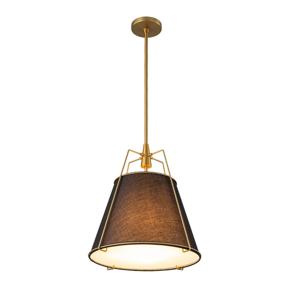 Chandelierias - Modern 4 - Light Fabric Conical Shade Pendant - Pendant - Black Shade & Gold Accents -