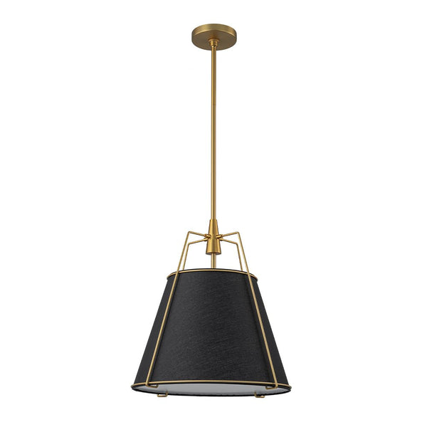 Chandelierias - Modern 4 - Light Fabric Conical Shade Pendant - Pendant - Black Shade & Gold Accents -