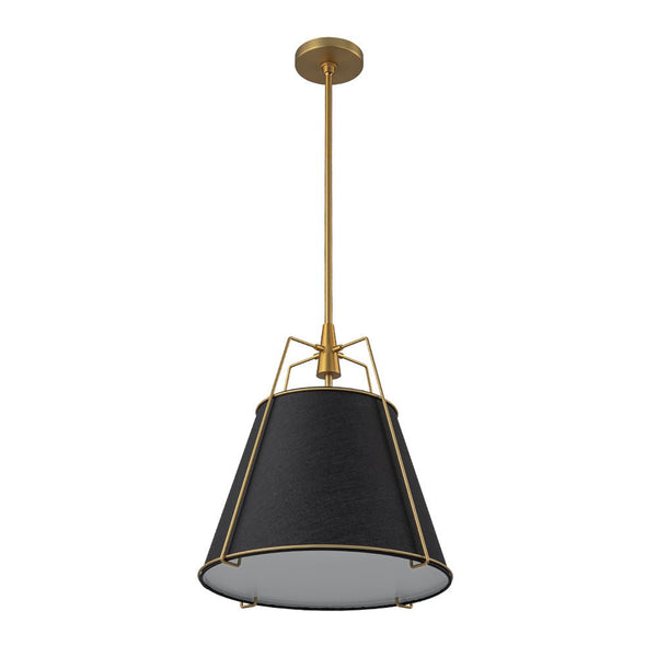 Chandelierias - Modern 4 - Light Fabric Conical Shade Pendant - Pendant - Black Shade & Gold Accents -