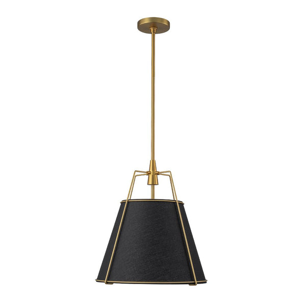 Chandelierias - Modern 4 - Light Fabric Conical Shade Pendant - Pendant - Black Shade & Gold Accents -