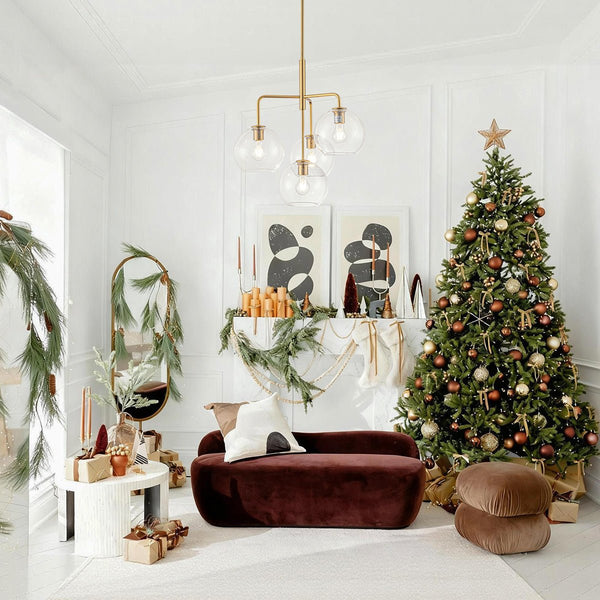 Chandelierias - Modern 4 - Light Hand - blown Clear Glass Globe Branch Chandelier - Chandelier - Gold -