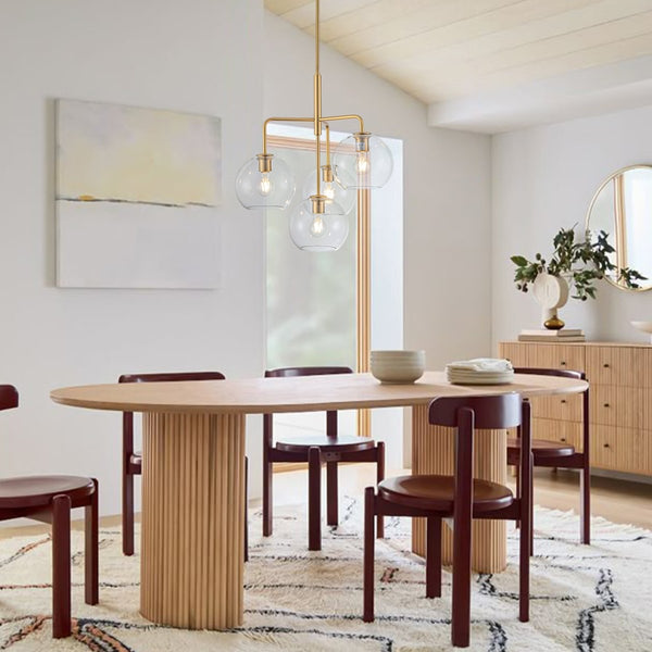 Chandelierias - Modern 4 - Light Hand - blown Clear Glass Globe Branch Chandelier - Chandelier - Gold -