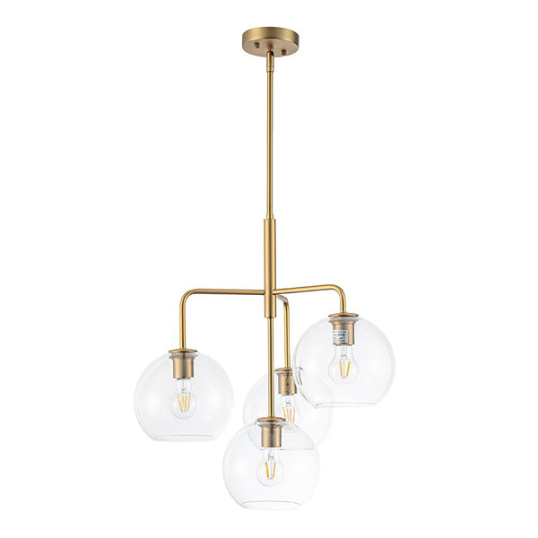 Chandelierias - Modern 4 - Light Hand - blown Clear Glass Globe Branch Chandelier - Chandelier - Oil - rubbed Bronze -