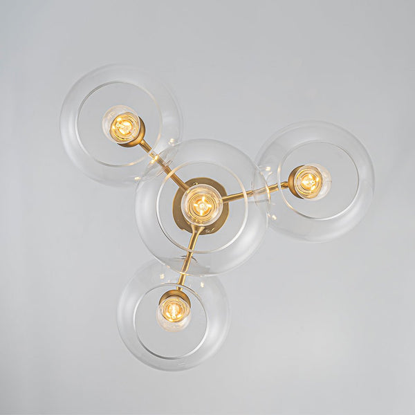 Chandelierias - Modern 4 - Light Hand - blown Clear Glass Globe Branch Chandelier - Chandelier - Oil - rubbed Bronze -