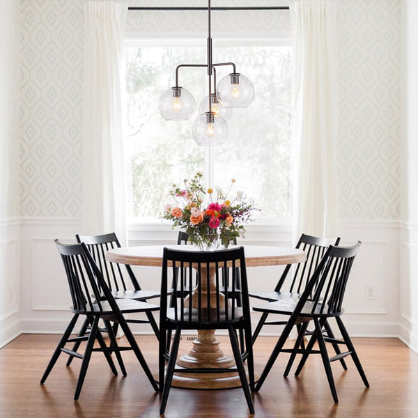 Chandelierias - Modern 4 - Light Hand - blown Clear Glass Globe Branch Chandelier - Chandelier - Oil - rubbed Bronze -