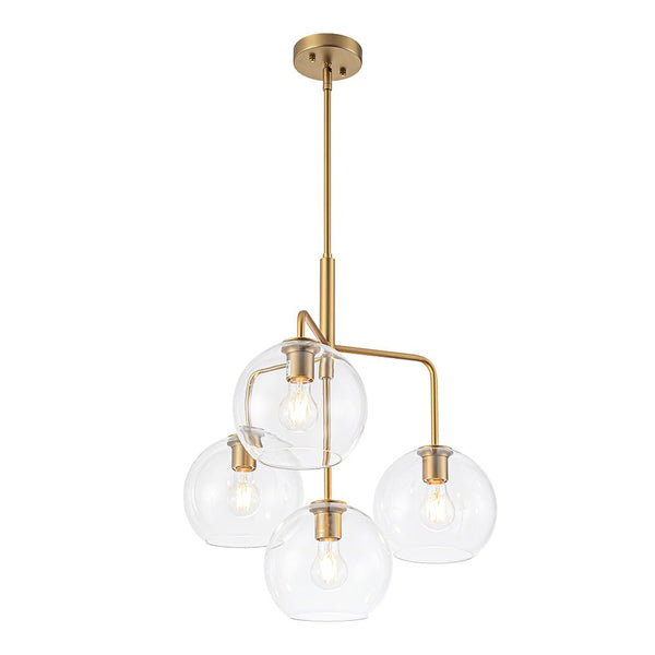 Chandelierias - Modern 4 - Light Hand - blown Clear Glass Globe Branch Chandelier - Chandelier - Oil - rubbed Bronze -