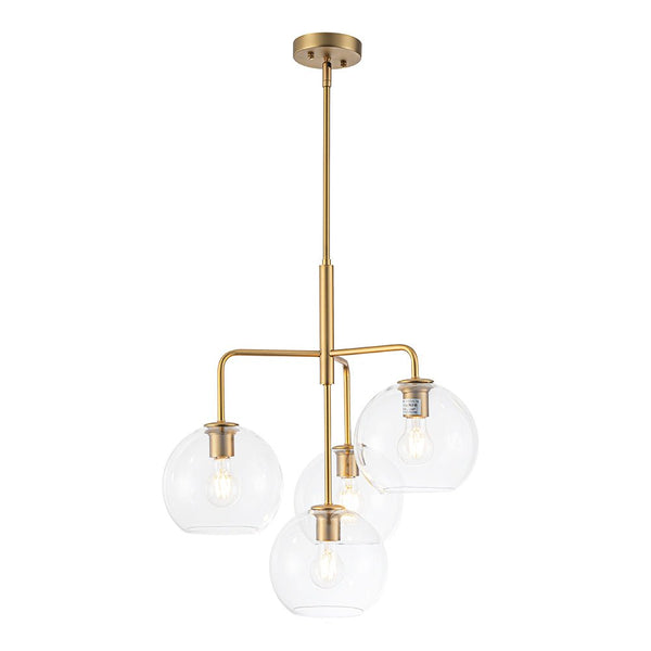 Chandelierias - Modern 4 - Light Hand - blown Clear Glass Globe Branch Chandelier - Chandelier - Oil - rubbed Bronze -