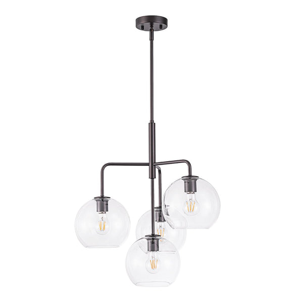 Chandelierias - Modern 4 - Light Hand - blown Clear Glass Globe Branch Chandelier - Chandelier - Oil - rubbed Bronze -