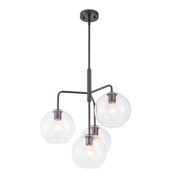 Chandelierias - Modern 4 - Light Hand - blown Clear Glass Globe Branch Chandelier - Chandelier - Oil - rubbed Bronze -
