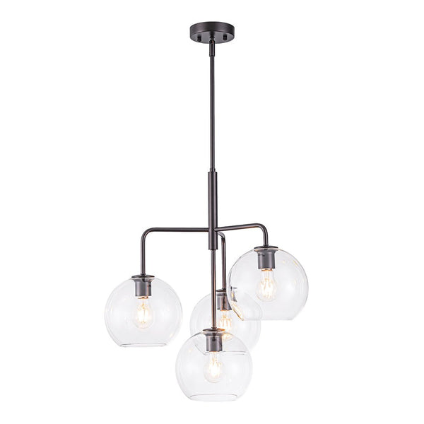 Chandelierias - Modern 4 - Light Hand - blown Clear Glass Globe Branch Chandelier - Chandelier - Oil - rubbed Bronze -