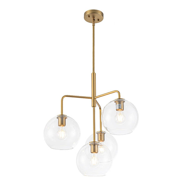 Chandelierias - Modern 4 - Light Hand - blown Clear Glass Globe Branch Chandelier - Chandelier - Oil - rubbed Bronze -