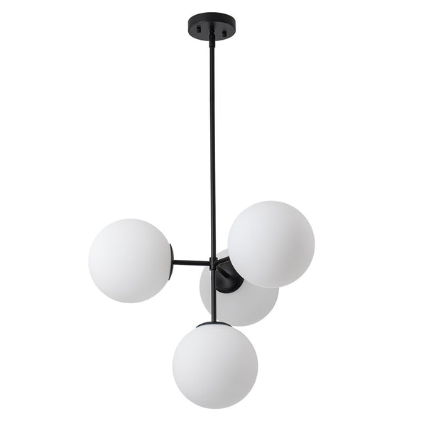 Chandelierias - Modern 4 - Light Matte Glass Globe Semi - Flush Mount Layered Chandelier - Chandelier - Black -