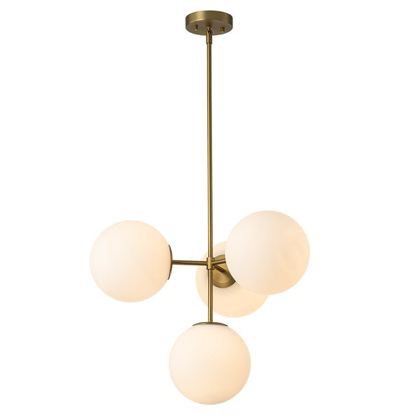 Chandelierias - Modern 4 - Light Matte Glass Globe Semi - Flush Mount Layered Chandelier - Chandelier - Black -