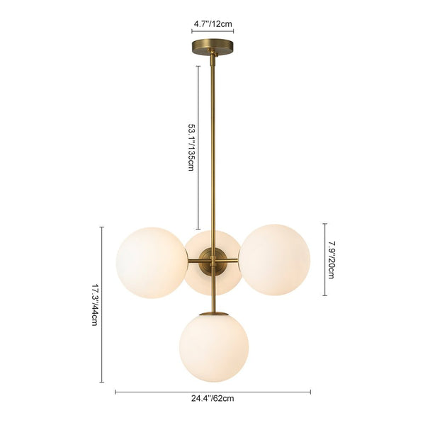 Chandelierias - Modern 4 - Light Matte Glass Globe Semi - Flush Mount Layered Chandelier - Chandelier - Black -