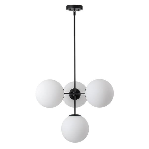 Chandelierias - Modern 4 - Light Matte Glass Globe Semi - Flush Mount Layered Chandelier - Chandelier - Black -