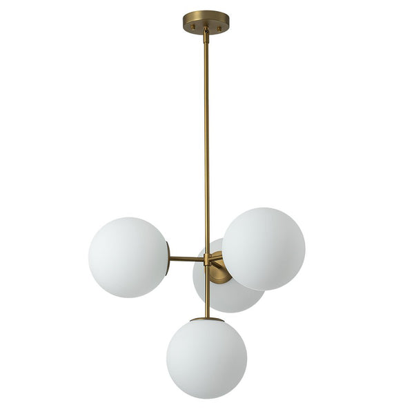 Chandelierias - Modern 4 - Light Matte Glass Globe Semi - Flush Mount Layered Chandelier - Chandelier - Black -