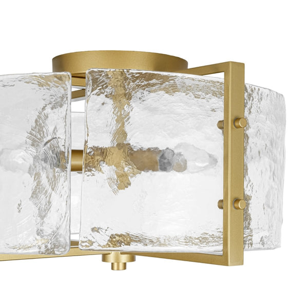 Chandelierias-Modern 4-Light Rippled Glass Drum Semi-Flush Mount-Semi Flush-Black-