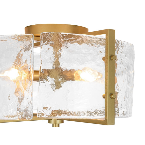 Chandelierias-Modern 4-Light Rippled Glass Drum Semi-Flush Mount-Semi Flush-Black-