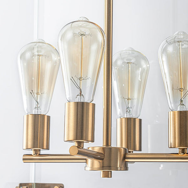Chandelierias - Modern 4 - Light Square Cage Clear Glass Chandelier - Pendant - Black & Brass -