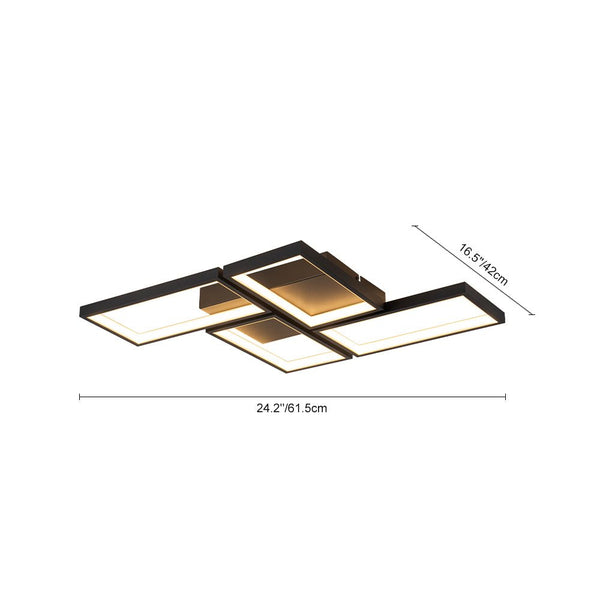 Chandelierias - Modern 4 - Light Square Grid Dimmable LED Semi - Flush Mount - Semi Flush - 4 - Light -