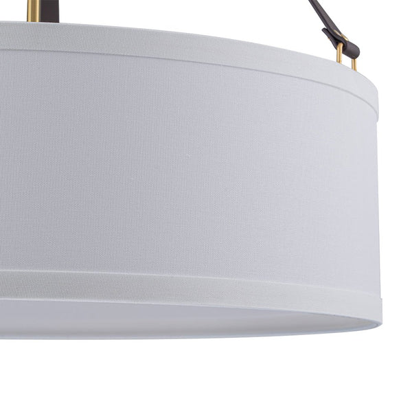 Chandelierias - Modern 4 - Light White Linen Shade Drum Pendant - Pendant - Brushed Brass -