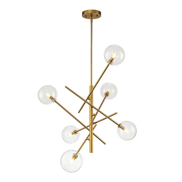Chandelierias - Modern 4/6 - Light Clear Glass Globe Sputnik Mobile Chandelier - Chandeliers - Black - 6 Bulbs