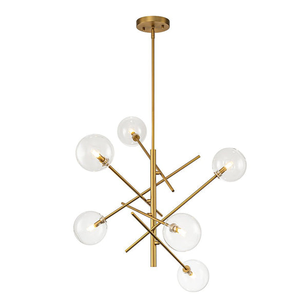 Chandelierias - Modern 4/6 - Light Clear Glass Globe Sputnik Mobile Chandelier - Chandeliers - Black - 6 Bulbs