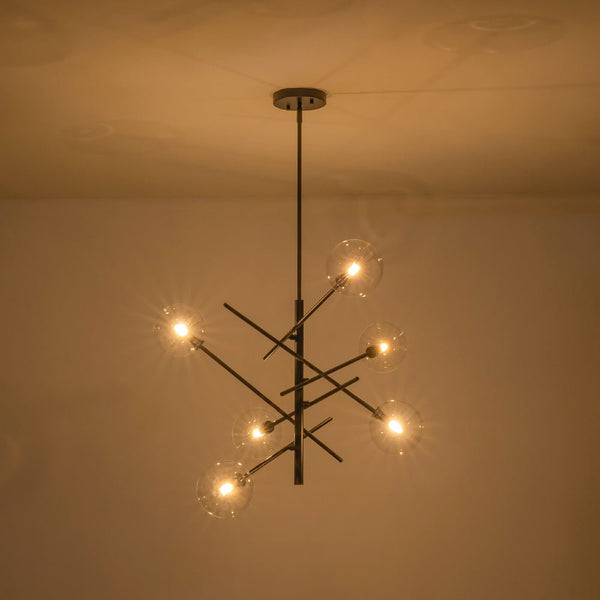 Chandelierias - Modern 4/6 - Light Clear Glass Globe Sputnik Mobile Chandelier - Chandeliers - Gold - 6 Bulbs