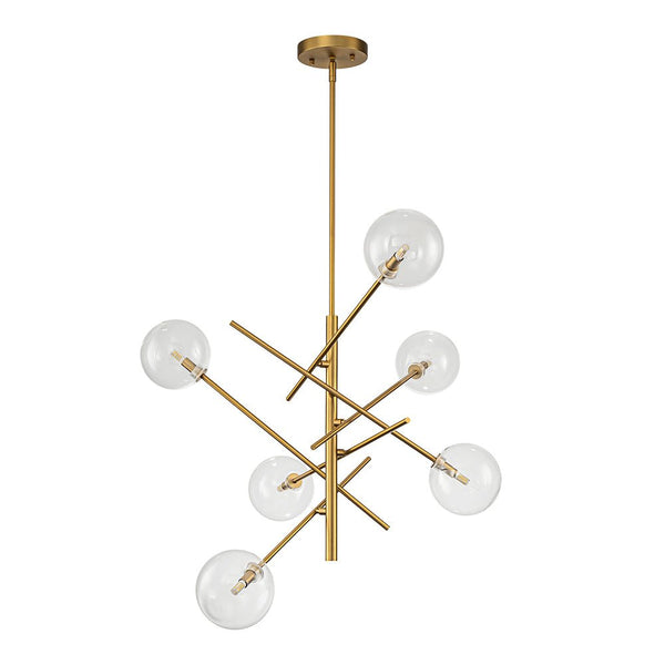 Chandelierias - Modern 4/6 - Light Clear Glass Globe Sputnik Mobile Chandelier - Chandeliers - Gold - 6 Bulbs