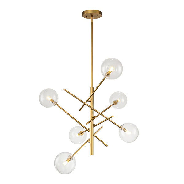 Chandelierias - Modern 4/6 - Light Clear Glass Globe Sputnik Mobile Chandelier - Chandeliers - Gold - 6 Bulbs
