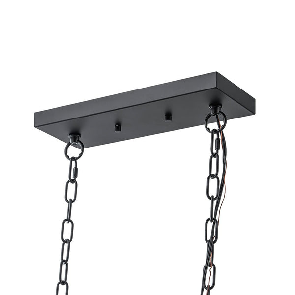 Chandelierias - Modern 5 - Light Clear Glass Rectangle Island Chandelier - Chandelier - Black & Brass -