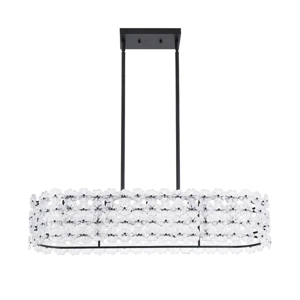 Chandelierias - Modern 5 - Light Dimmable Oblong Flower Glass Chandelier - Chandelier - Black -