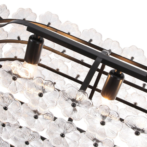 Chandelierias - Modern 5 - Light Dimmable Oblong Flower Glass Chandelier - Chandelier - Black -