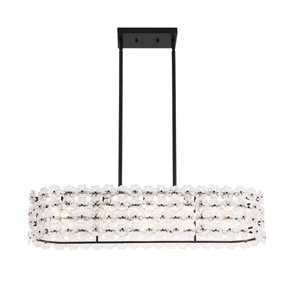 Chandelierias - Modern 5 - Light Dimmable Oblong Flower Glass Chandelier - Chandelier - Black -