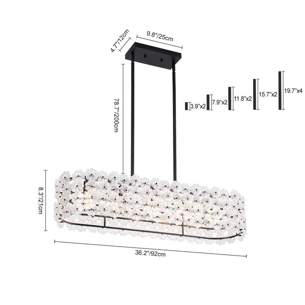 Chandelierias - Modern 5 - Light Dimmable Oblong Flower Glass Chandelier - Chandelier - Black -