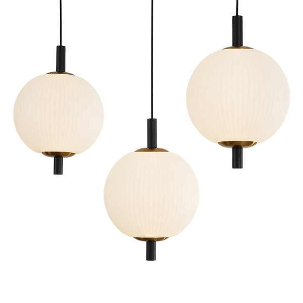 Chandelierias - Modern 5 - Light Ribbed Globe Dimmable LED Kitchen Pendant - Pendant - Matte Black -