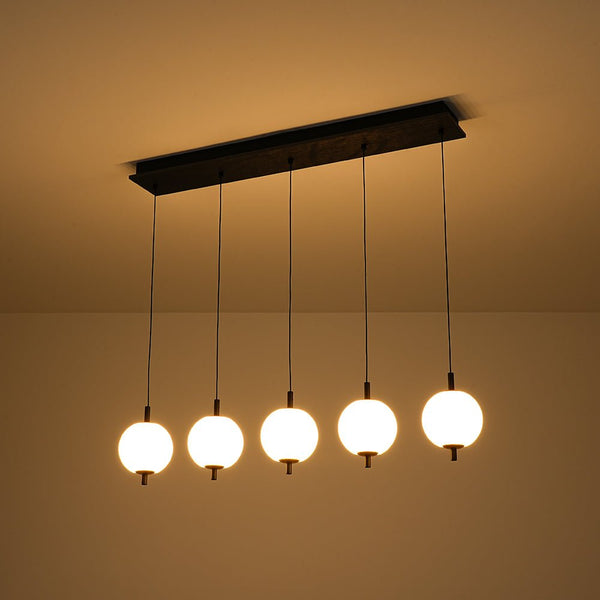 Chandelierias - Modern 5 - Light Ribbed Globe Dimmable LED Kitchen Pendant - Pendant - Matte Black -
