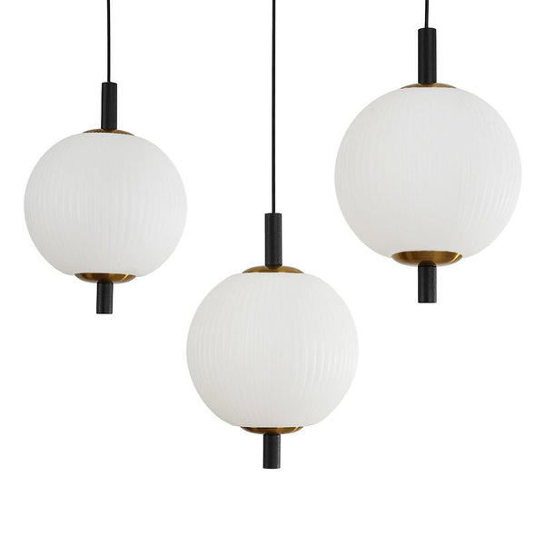 Chandelierias - Modern 5 - Light Ribbed Globe Dimmable LED Kitchen Pendant - Pendant - Matte Black -