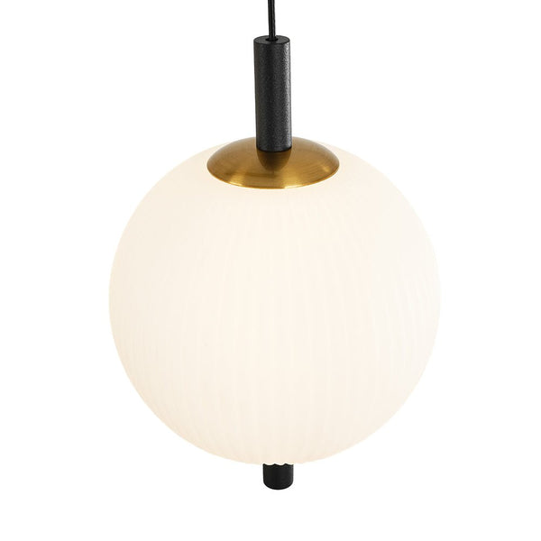 Chandelierias - Modern 5 - Light Ribbed Globe Dimmable LED Kitchen Pendant - Pendant - Matte Black -