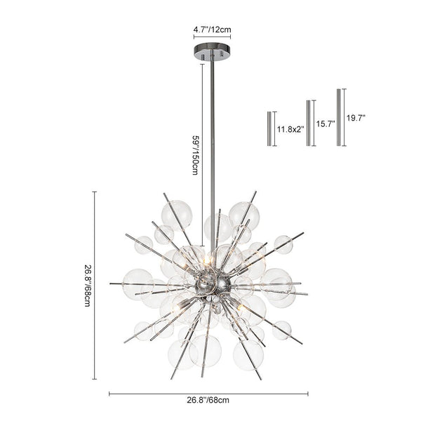 Chandelierias - Modern 6 - Light Bubble String Sputnik Chandelier - Chandelier - Chrome -