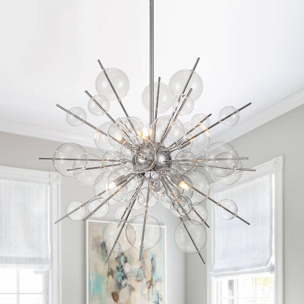 Chandelierias - Modern 6 - Light Bubble String Sputnik Chandelier - Chandelier - Chrome -