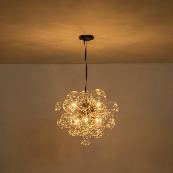 Chandelierias - Modern 6 - Light Clear Bubble Cluster Orb Chandelier - Chandeliers - Black -