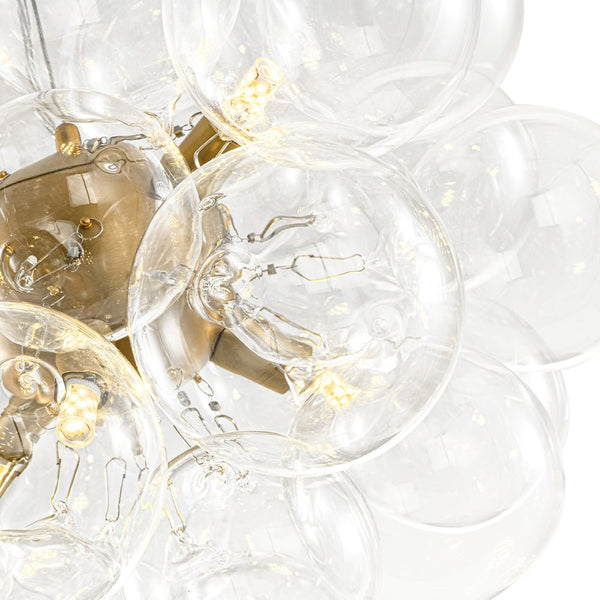 Chandelierias - Modern 6 - Light Clear Bubble Cluster Orb Chandelier - Chandeliers - Brass -