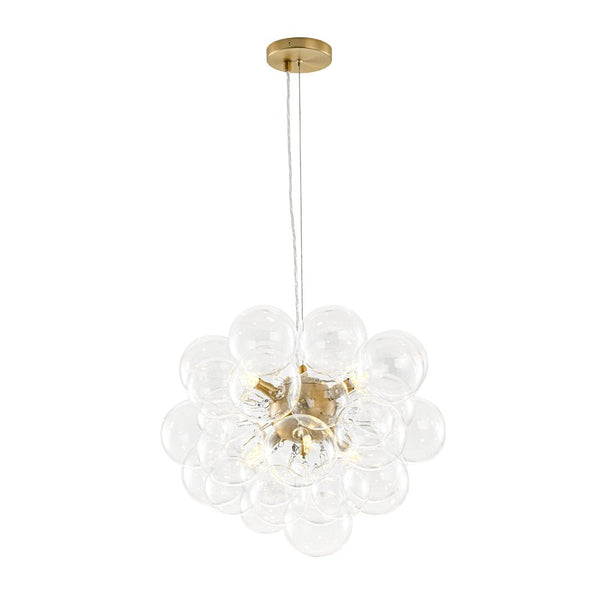 Chandelierias - Modern 6 - Light Clear Bubble Cluster Orb Chandelier - Chandeliers - Brass -