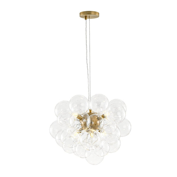 Chandelierias - Modern 6 - Light Clear Bubble Cluster Orb Chandelier - Chandeliers - Brass -