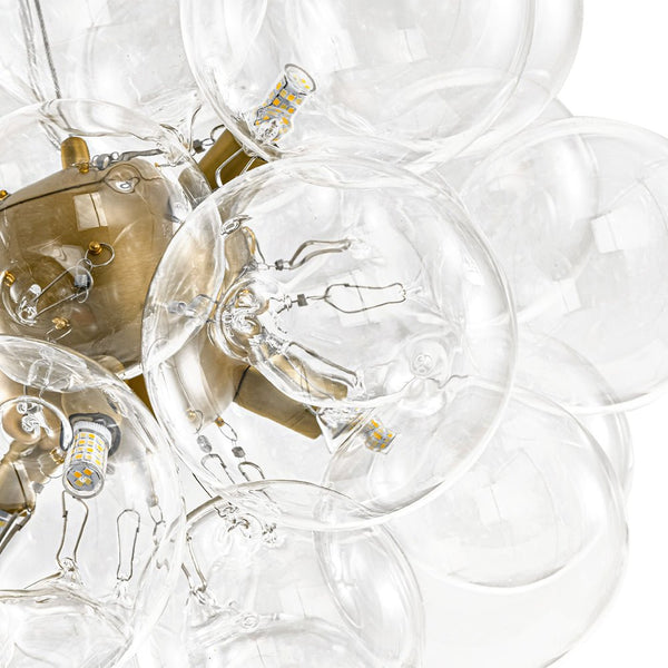 Chandelierias - Modern 6 - Light Clear Bubble Cluster Orb Chandelier - Chandeliers - Brass -
