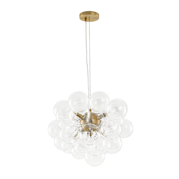 Chandelierias - Modern 6 - Light Clear Bubble Cluster Orb Chandelier - Chandeliers - Brass -
