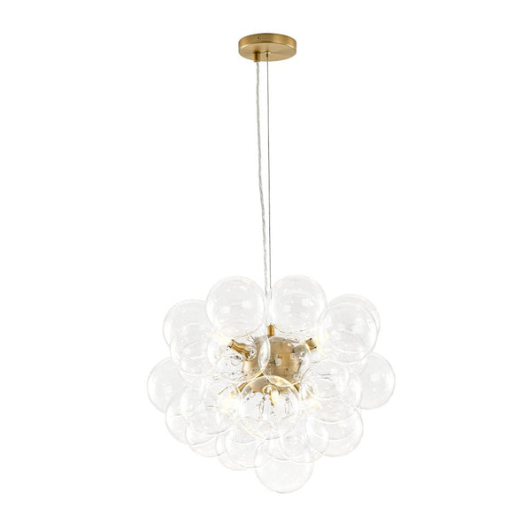 Chandelierias - Modern 6 - Light Clear Bubble Cluster Orb Chandelier - Chandeliers - Brass -