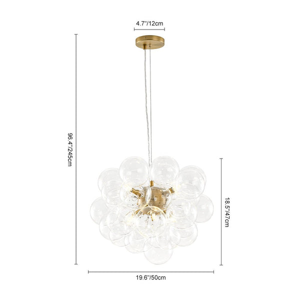 Chandelierias - Modern 6 - Light Clear Bubble Cluster Orb Chandelier - Chandeliers - Brass -